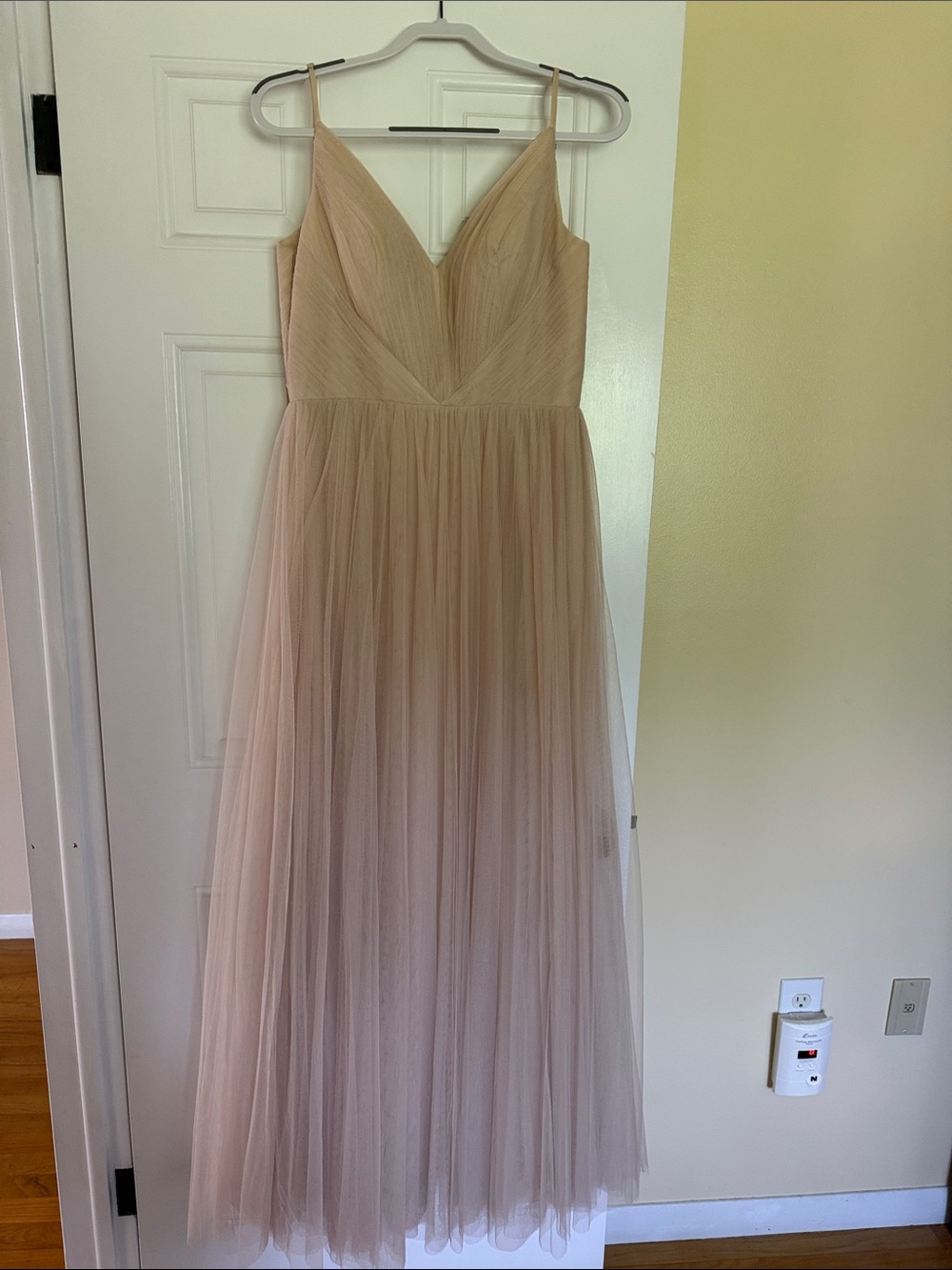 Revelry Blush Tulle V‑Neck Spaghetti‑Strap Maxi Dress